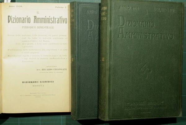 Il dizionario amministrativo. 1908-1938