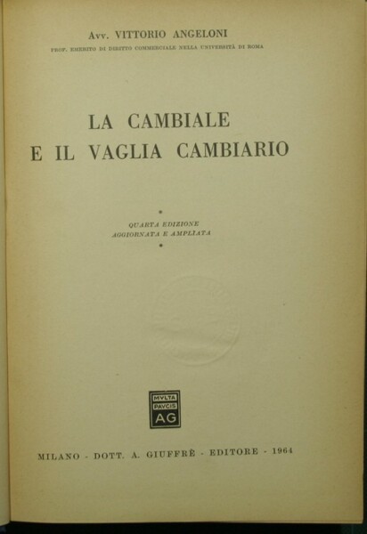 La cambiale e il vaglia cambiario