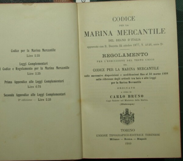 Codice per la Marina Mercantile del Regno d'Italia; Leggi complementari …