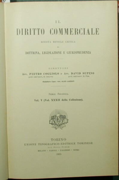 Il diritto commerciale. Vol. V - Parte prima - 1913