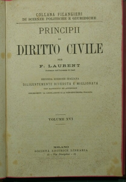 Principii di diritto civile. Vol. XVI