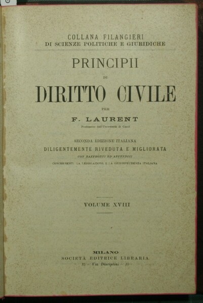 Principii di diritto civile. Vol. XVIII