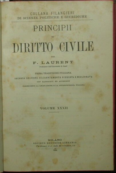 Principii di diritto civile. Vol. XXXII