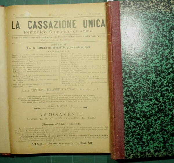 La Cassazione unica. 1889/1911