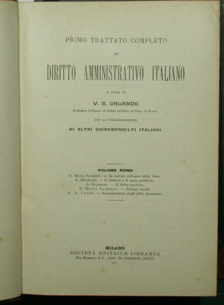 Primo trattato completo di diritto amministrativo italiano. Vol. IX