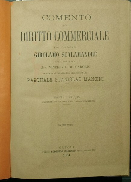 Comento del diritto commerciale. Vol. III
