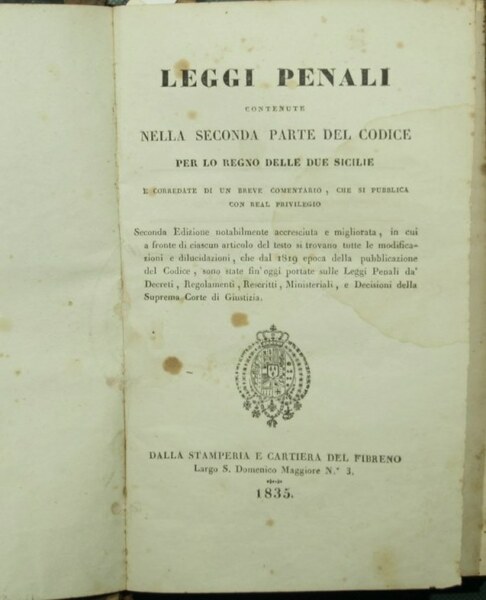 Leggi penali contenute nella seconda parte del Codice per lo …