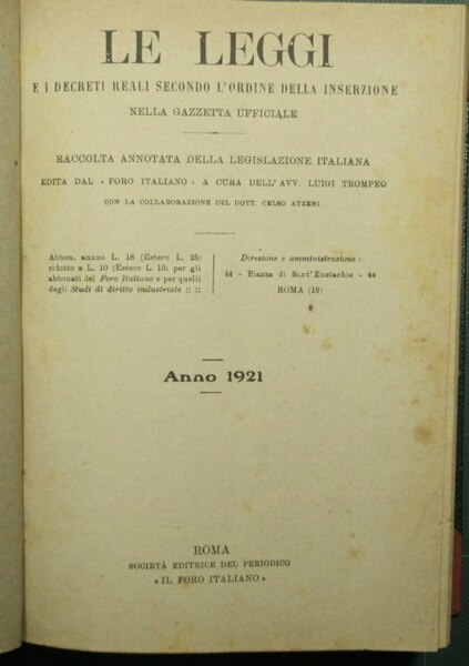 Le leggi e i decreti reali secondo l'ordine della inserzione …