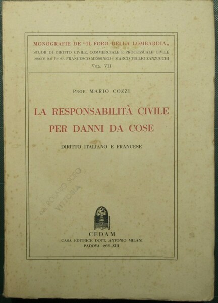 La responsabilità civile per danni da cose
