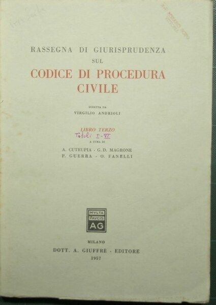 Rassegna di giurisprudenza sul Codice di Procedura Civile - Libro …