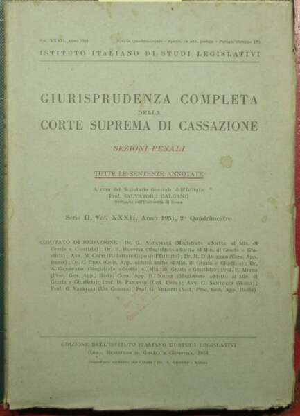 Giurisprudenza completa della Corte Suprema di Cassazione - Sezioni penali …