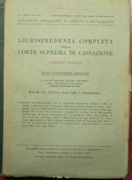 Giurisprudenza completa della Corte Suprema di Cassazione - Sezioni penali …