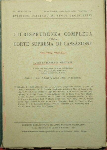 Giurisprudenza completa della Corte Suprema di Cassazione - Sezioni penali …