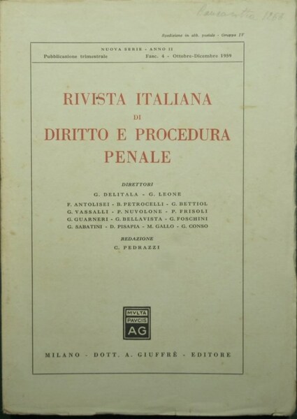 Rivista italiana di diritto e procedura penale - Nuova serie, …