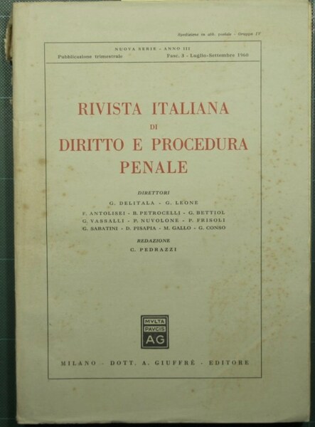 Rivista italiana di diritto e procedura penale - Nuova serie, …