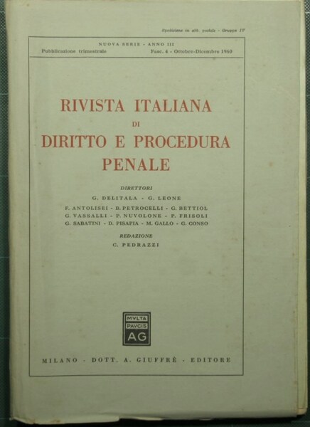 Rivista italiana di diritto e procedura penale - Nuova serie, …