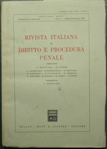 Rivista italiana di diritto e procedura penale - Nuova serie, …