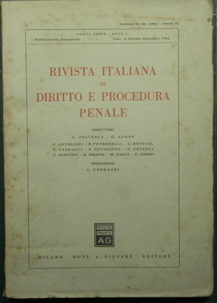 Rivista italiana di diritto e procedura penale - Nuova serie, …