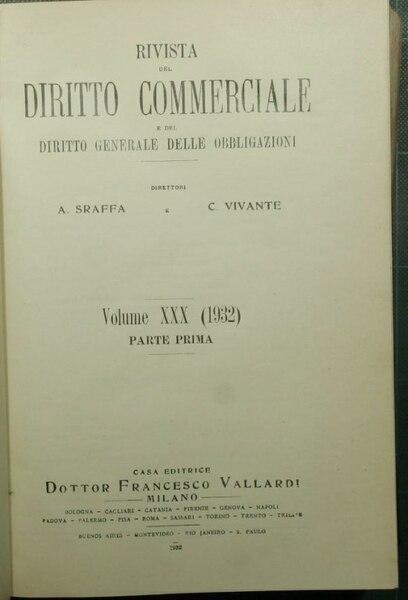 Rivista di diritto commerciale. Vol. XXX