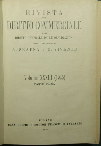 Rivista del diritto commerciale e del diritto generale delle obbligazioni. …