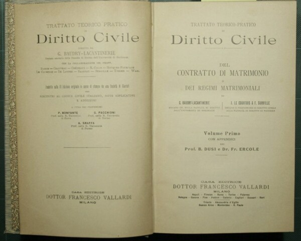 Del contratto di matrimonio o dei regimi matrimoniali - Voll. …