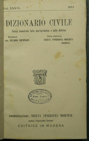 Dizionario civile - Vol. XXXVI, 1939