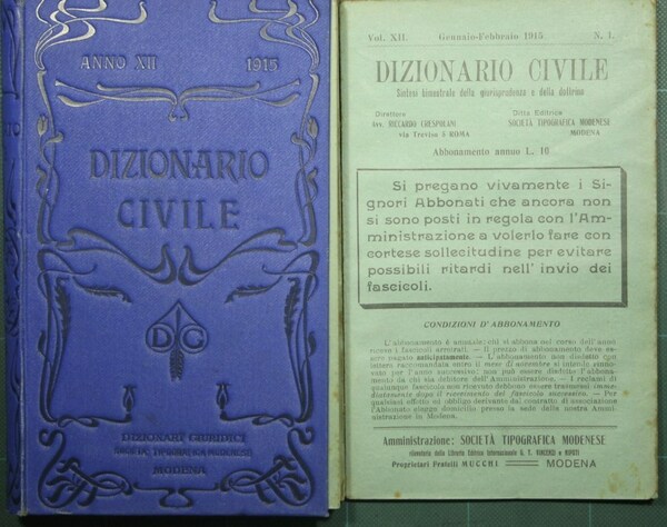 Dizionario civile - Vol. XII, 1915