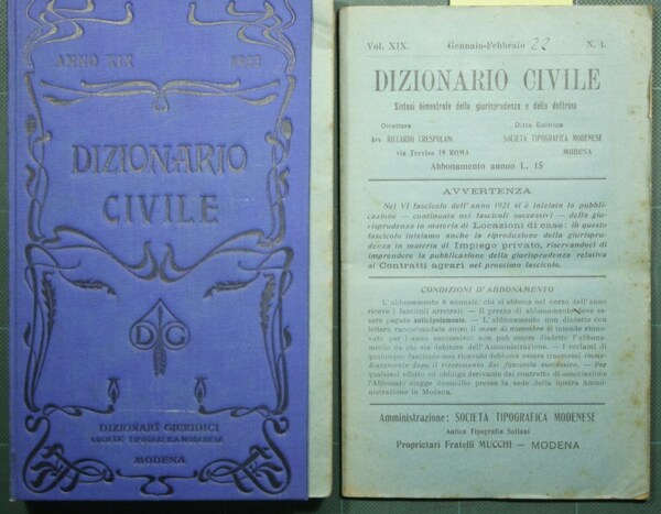 Dizionario civile - Vol. XIX, 1922