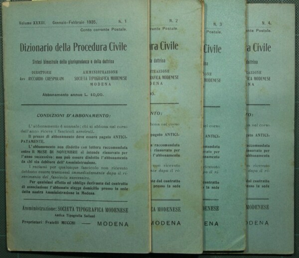 Dizionario della procedura civile - Vol. XXXIII, 1935 - Nn. …