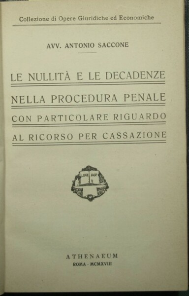 Le nullità e le decadenze nella procedura penale con particolare …