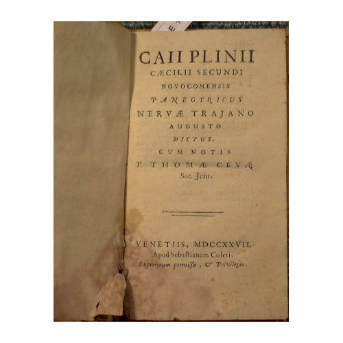Caii Plinii Caecilii Secundi novocomensis panegyricus nervae Trajano Augusto dictus