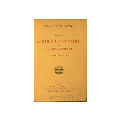Della Critica Lettreraia di Giosuè Carducci