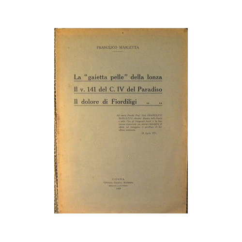 La ' gaietta pelle ' della lonza - Il V. …