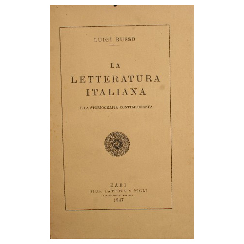 La letteratura italiana e la storiografia contemporanea