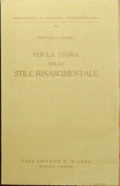 Per la storia dello stile rinascimentale