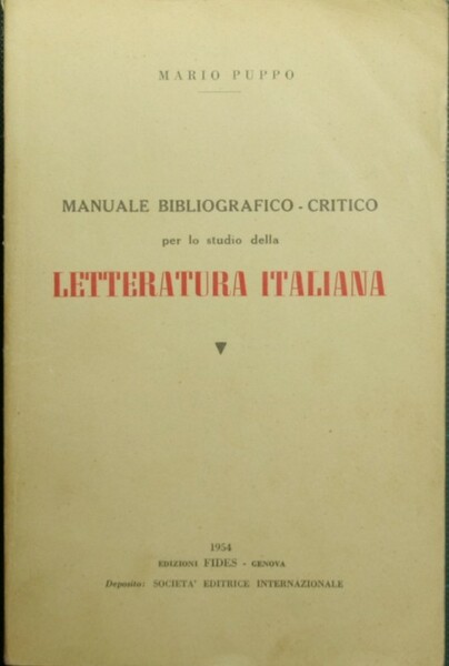 Manuale bibliografico critico per lo studio della letteratura italiana