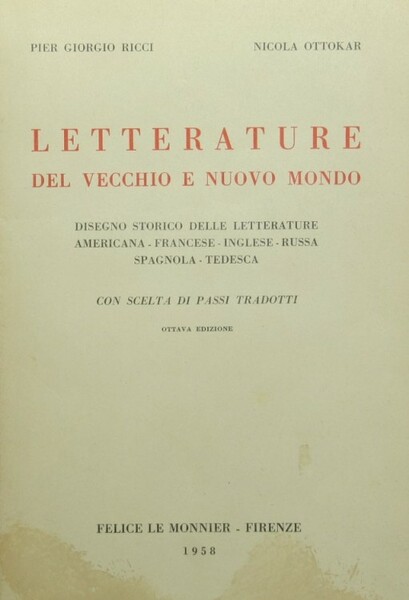 Letterature del vecchio e nuovo mondo