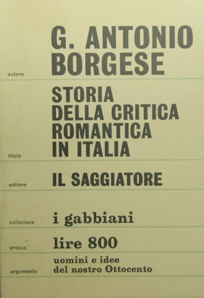 Storia della critica romantica in Italia