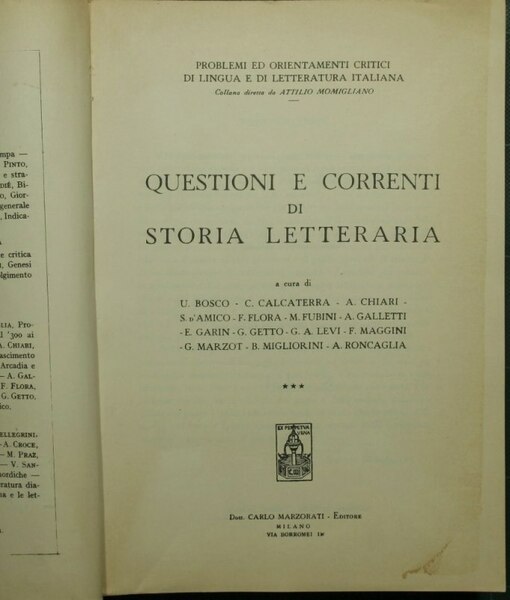 Questioni e correnti di storia letteraria