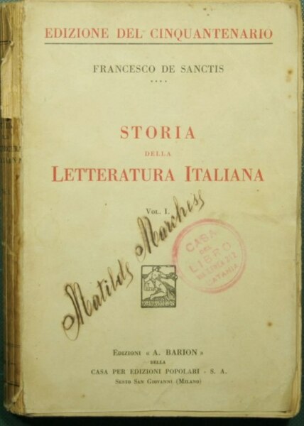 Storia della letteratura italiana. Vol. I