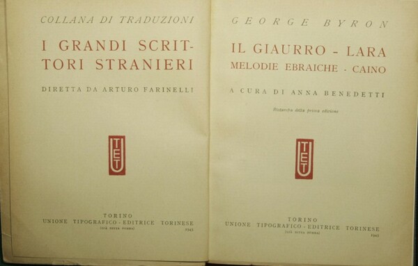 Il Giaurro. Lara. Melodie ebraiche. Caino