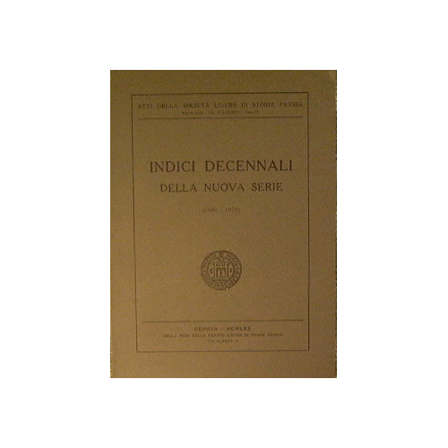 Indici decennali della nuova serie ( 1960 - 1970 )