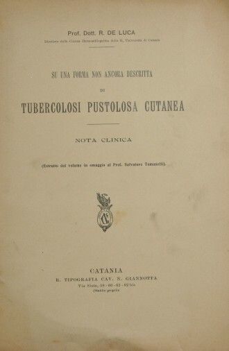 Su una forma non ancora descritta di tubercolosi pustolosa cutanea