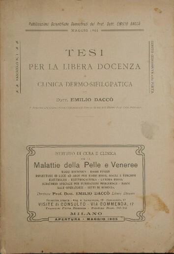 Tesi per la libera docenza in clinica dermo - sifilopatica