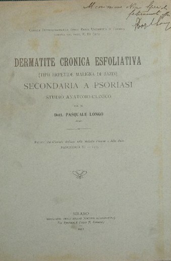 Dermatite cronica esfoliativa (tipo erpetide maligna di Bazin) secondaria a …