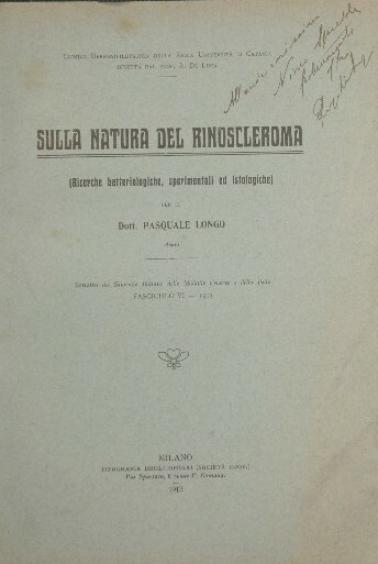 Sulla natura del rinoscleroma