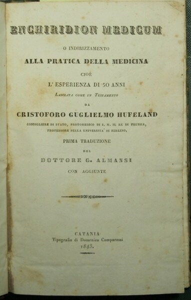 Enchiridion medicum o Indirizzamento alla pratica della medicina