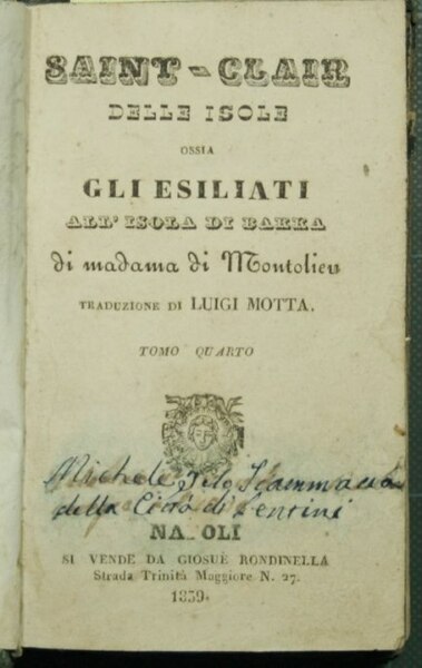 Saint-Clair delle isole ossia Gli esiliati all'isola di Barra - …