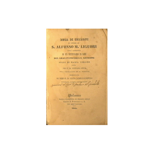 Deca di sermoni in onore di S. Alfonso M.a Liguori