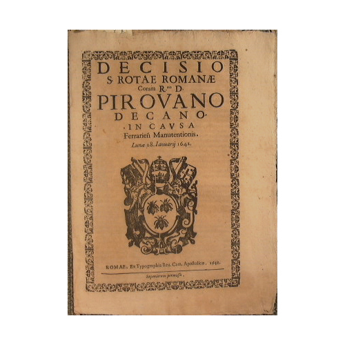 Decisio S. Rotae Romanae Coram R.mo Pirovano decano in causa …
